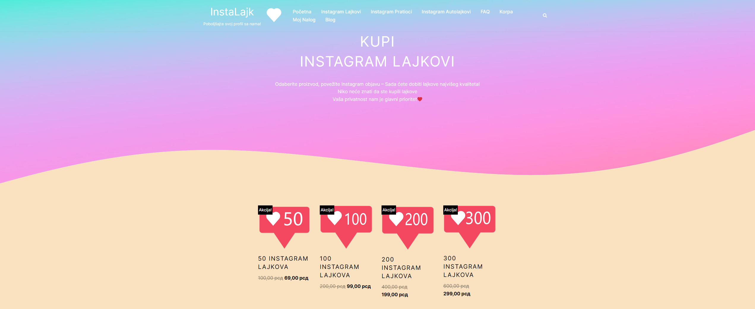 Showing Buying likes page